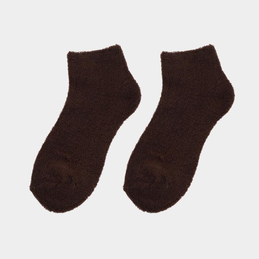 Women's Dark Brown Regular Fit Ankle-Length Socks, Brown, large image number null