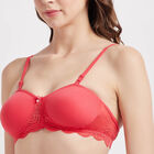 Half Lace Padded Bra, Coral, small image number null