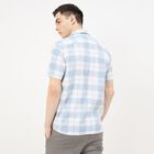 Men's Blue Cotton Half Sleeve Spread Collar Casual Shirt, हल्का नीला, small