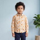 Boys White Cotton Long Sleeves Collared Shirt, White, small