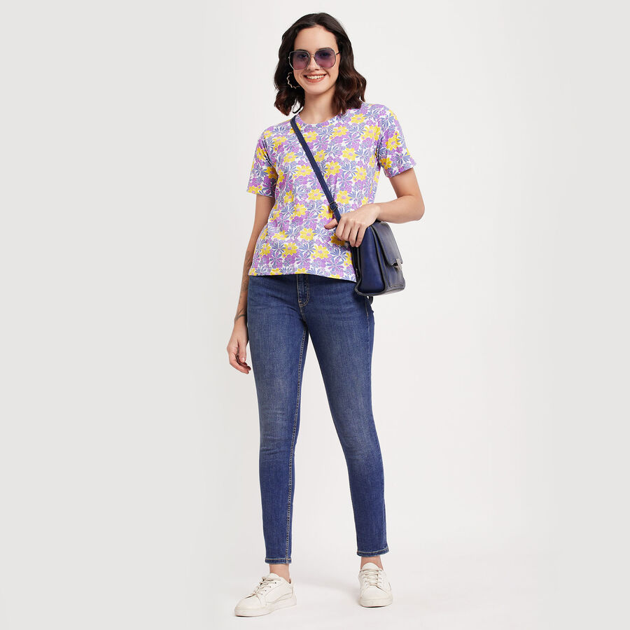 All Over Print Round Neck T-Shirt, Blue, large image number null