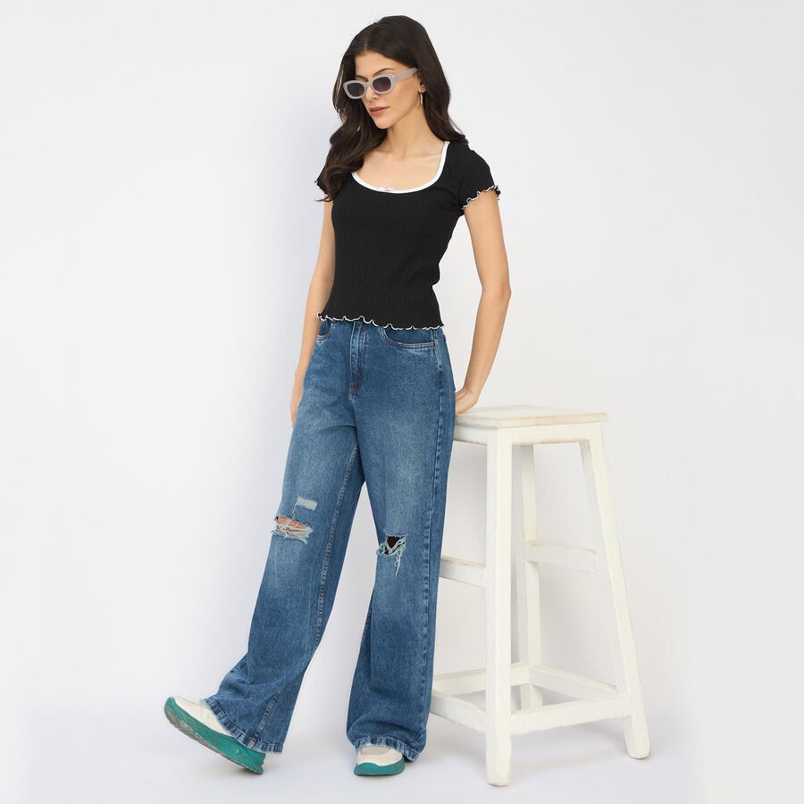 Ladies'  Crop  Top, Black, large image number null