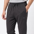 Men's Charcoal Slim Fit Solid Track Pants, Charcoal, small