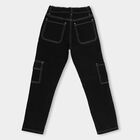 Boys' Jet Black Slim Fit Cargo Jeans, काला, small image number null