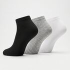 Men's Ankle Length Regular Fit Solid Pack of 3 Socks ( Black, Grey, White ), मिश्रित हल्का ग्रे, small