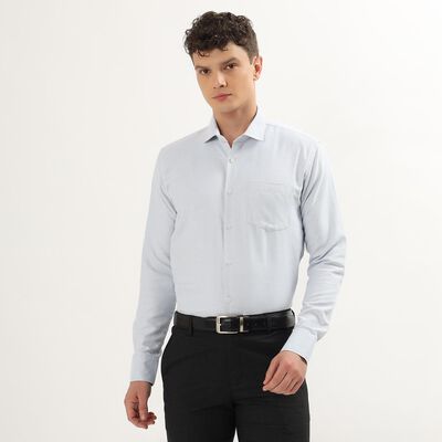 Men's Light Powder Blue Cut Away Collar Slim Fit Formal Shirt