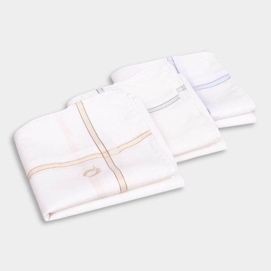 Men's 100% Cotton Hanky, सफ़ेद, large