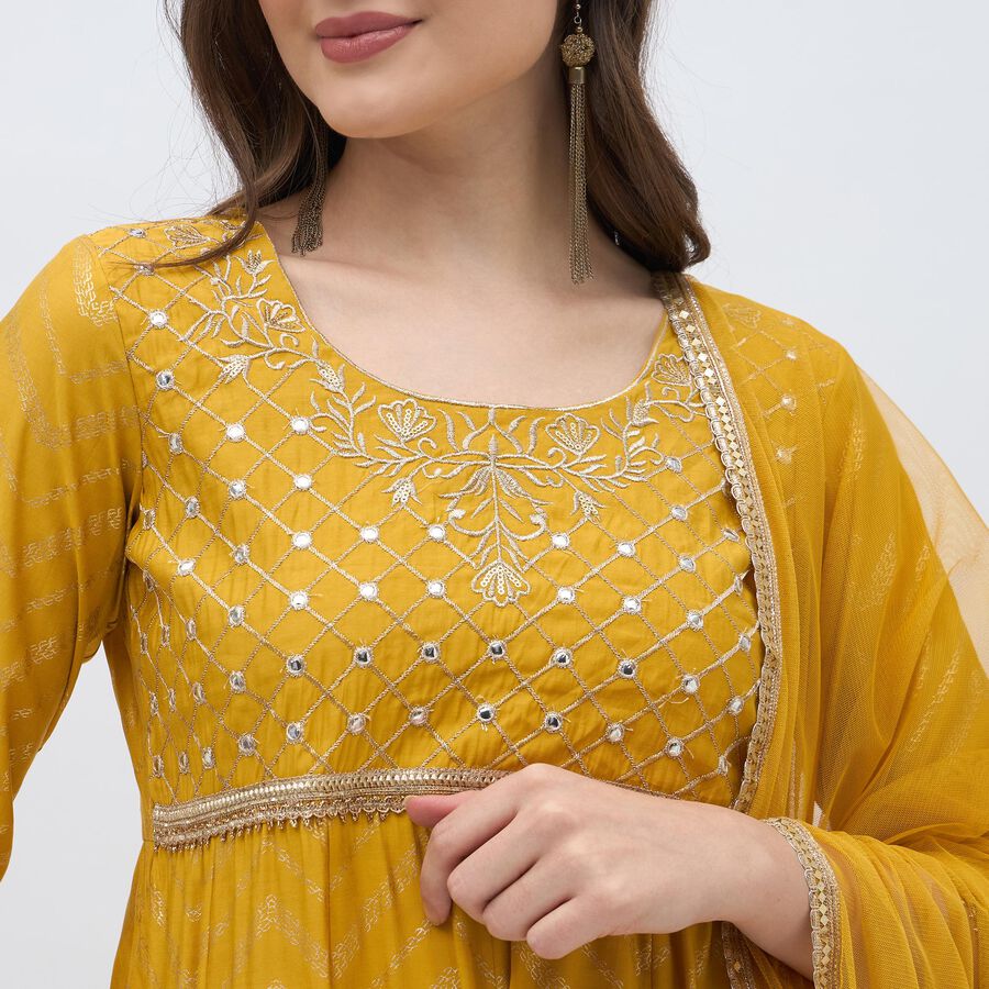Women's Mustard Embroidered Ethnic Set, Mustard, large image number null