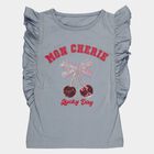 Girls Light Blue Cotton Round Neck Casual T-Shirt, Light Blue, small