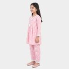 Girls Pink Round Neck Fusion Set Upper and Bottom Set, Light Pink, small