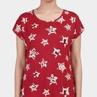 Women's Maroon V-Neck Lace Trim Nighty, Maroon, small