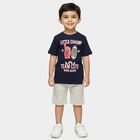Boys Navy Blue Cotton Crew Neck Casual T-Shirt, Navy Blue, small