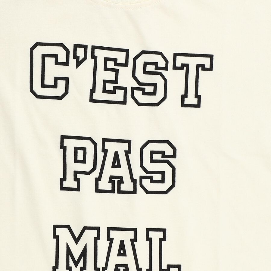 Boys' White Round Neck Casual T-Shirt, सफ़ेद, large