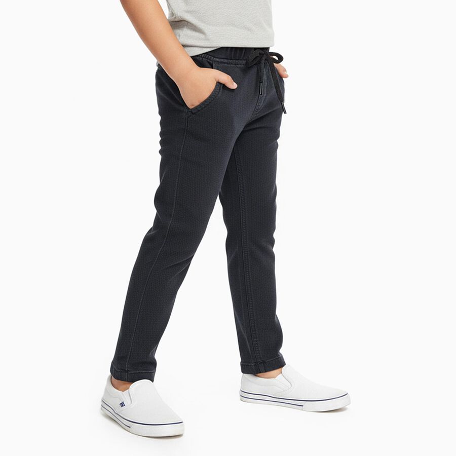 Boys' Dark Charcoal Black Slim Fit Jogger Jeans, गहरा ग्रे, large image number null