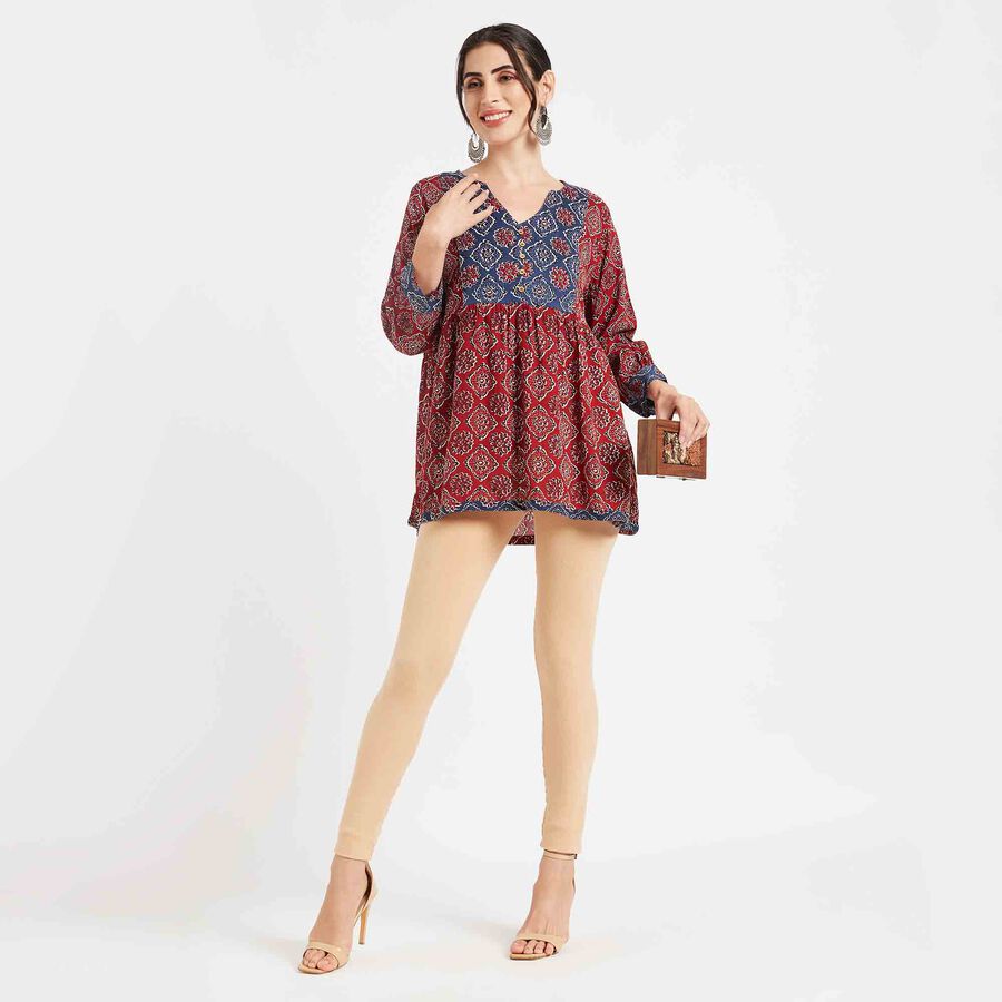 Printed Kurti, Maroon, large image number null