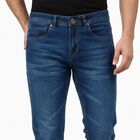 Men's Navy Blue Slim Fit Stretchable Jeans, Dark Blue, small