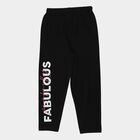 Girls' Black Regular Fit Graphic Printed Pyjama, काला, small