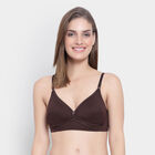 Half Lace Non-Padded Bra, Brown, small image number null