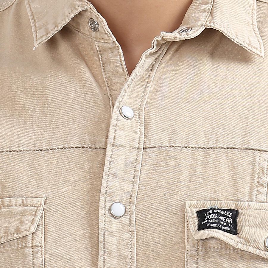 Men's 100% Cotton Casual Shirt , Beige, large image number null