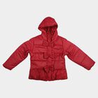 Girls Red Hooded Puffer Jacket, Wine, small