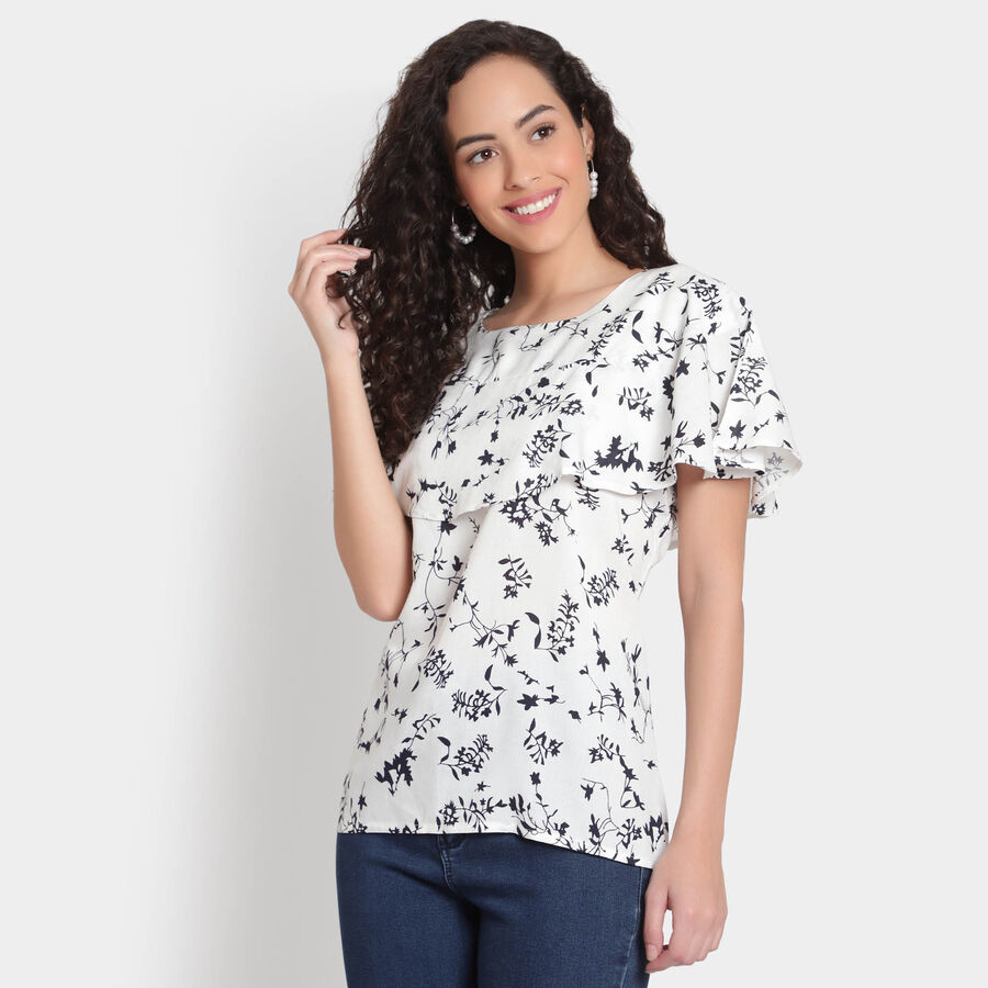 Printed Top, White, large image number null