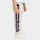 Boys' Light Grey Cotton Blend Text Print Pyjama, Ecru Melange, small image number null