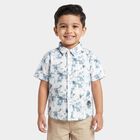 Boys White Printed Collar Shirt, सफ़ेद, small
