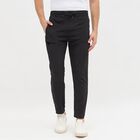 Men's Jet Black Regular Fit Zippered Track Pants, काला, small image number null