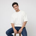 Men's White Round Neck Regular T-Shirt, ऑफ व्हाइट, small