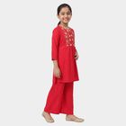 Girls Fuchsia Round Neck Fusion Set Upper and Bottom Set, रानी (फ्यूशिया), small