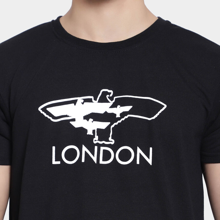 Round Neck T-Shirt, Black, large image number null