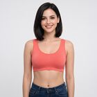 Women's Peach Scoop Neck Bralette Bra, Peach, small