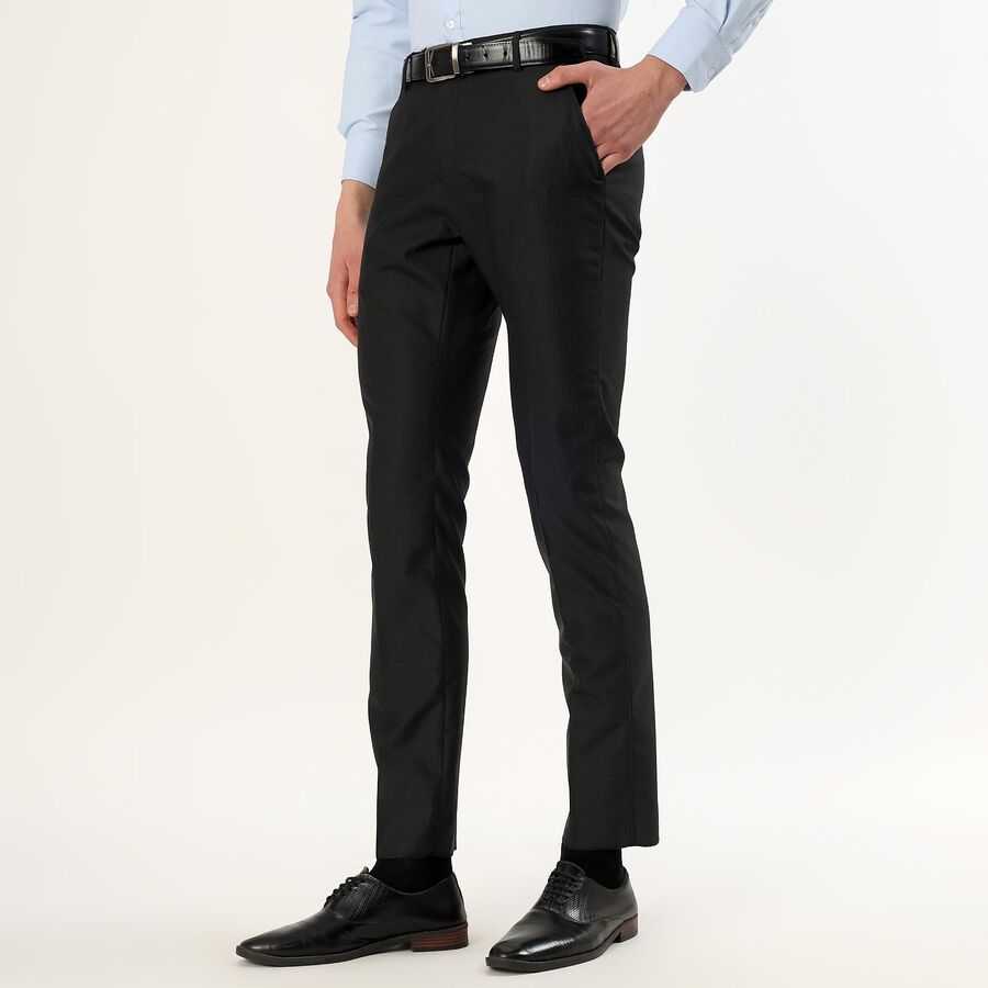 Men's Slim Fit Formal Trousers, Black, large image number null