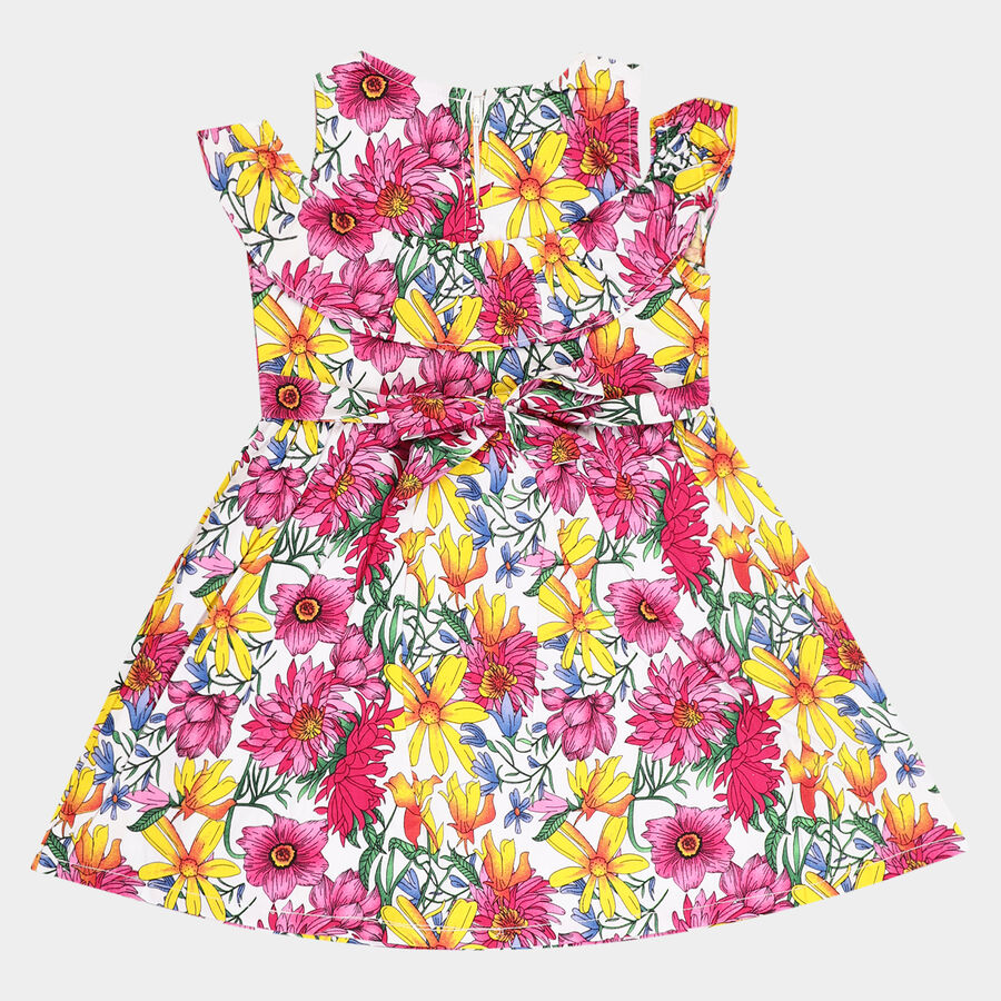 Girls Cotton Frock, Off White, large image number null