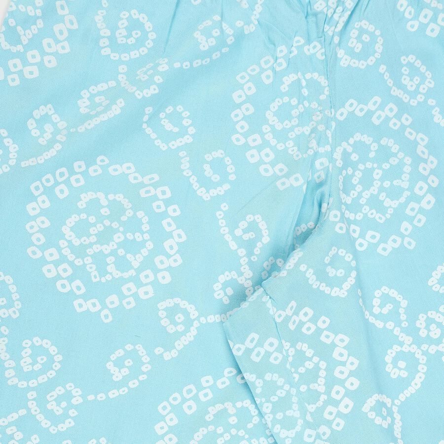 Girls Light Sky Blue Printed Square Neck Bohemian Fusion Set, Light Blue, large image number null