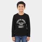 Boys Black Round Neck Regular Boys T-Shirt, काला, small