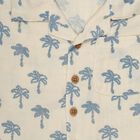 Infants' Off-White Cotton Collared Palm Tree Printed Baba Suit, Off White, small