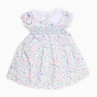 Girls' White Floral Smocked Cotton Frock, Off White, small image number null