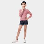 Girls Pink Round Neck Regular Top, गुलाबी, small
