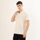 Men's Off-White Polo Neck Casual T-Shirt, Off White, small