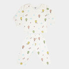 Infants Cotton Printed Night Suit, Off White, small image number null