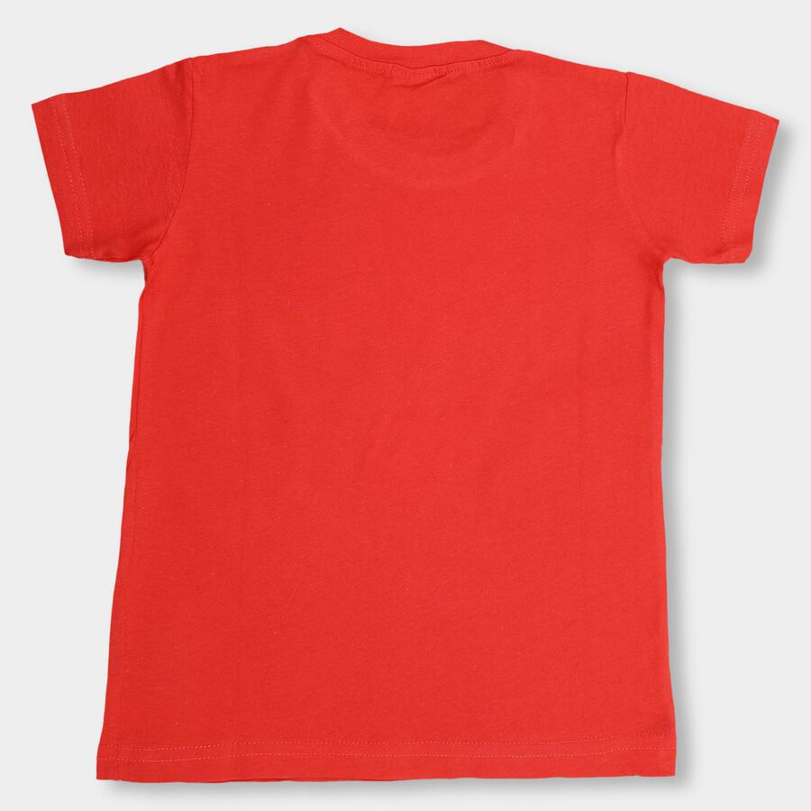 Boys' 100% Cotton Half Sleeves T-Shirt, लाल, large image number null