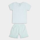 Baby Light Mint Green Cotton Round Neck Casual T-Shirt and Shorts Set, Aqua, small image number null