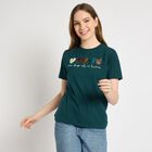 Ladies' Round Neck T-Shirt , गहरा हरा, small