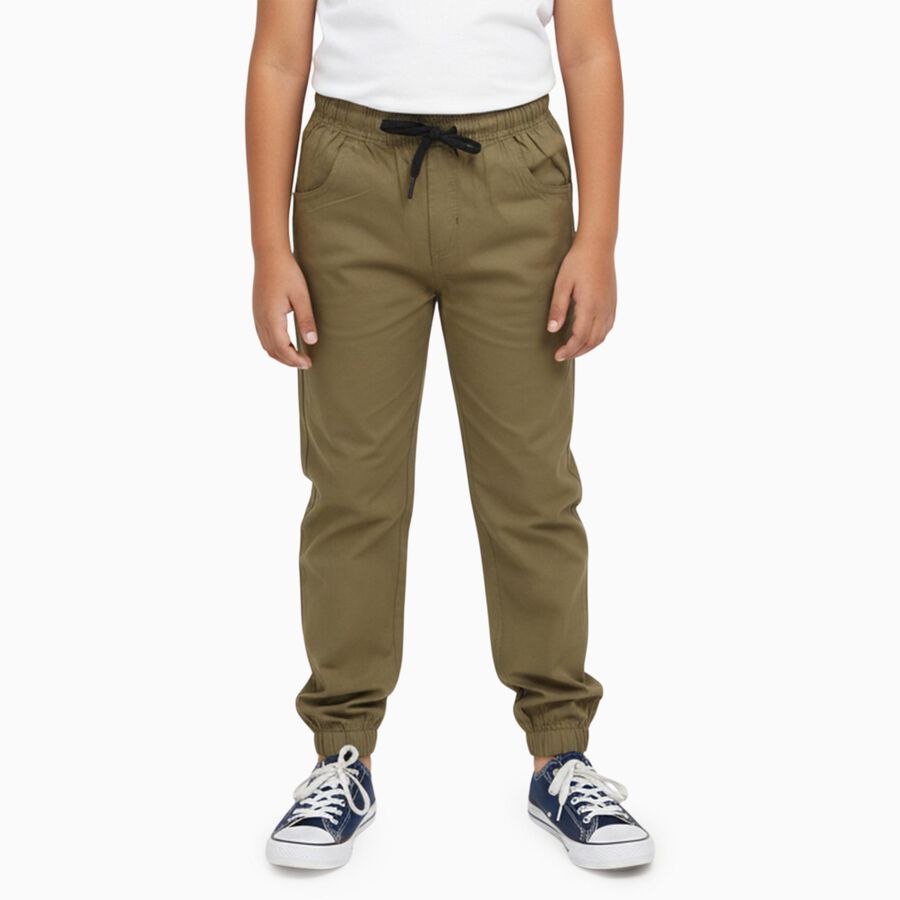 Boys' 100% Cotton Trouser, Olive, large image number null
