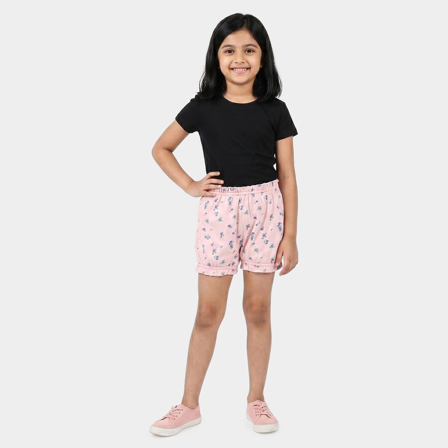 Girls Pink Regular Fit Floral Bloomer, हल्का गुलाबी, large