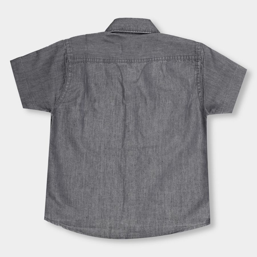Boys' Dark Grey Classic Casual Shirt, गहरा ग्रे, large image number null