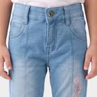 Girls Light Blue Flared Fit Embroidered Jeans, Light Blue, small