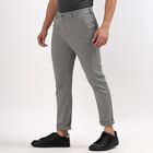 Men's 100% Cotton Slim Fit Casual Trousers, Light Grey, small image number null