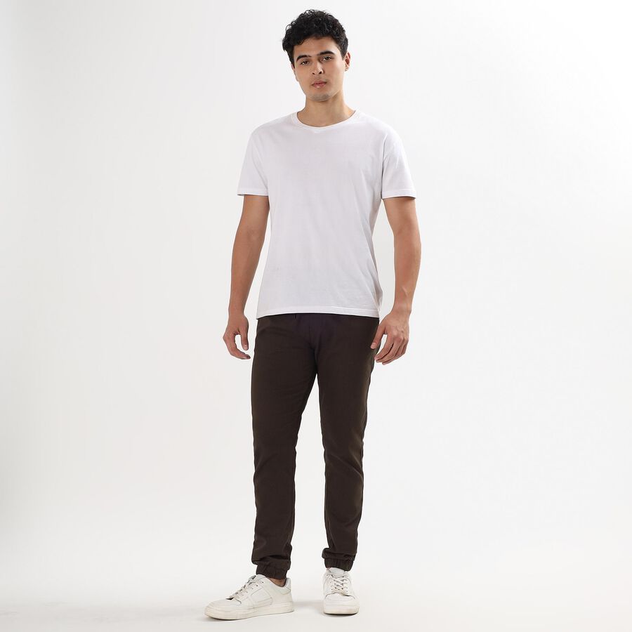 Men's 100% Cotton Slim Fit Casual Trousers , ओलिव, large image number null